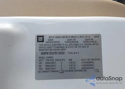 2007 Chevrolet Suburban 1500 Lt z USA, uszkodzony, nr VIN 3GNFK16337G139502